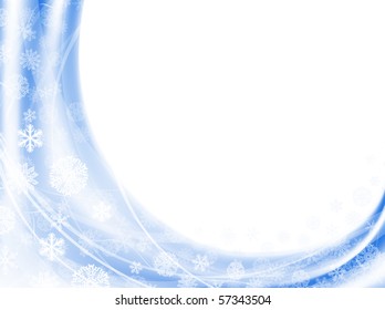 winter frame with snowflakes into the blue, copyspace for your text