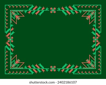 Winter frame with snowflakes with place for text. Winter vintage linear border with snowflake in line art style. Xmas frame template for invitations, flyers and greeting cards. Vector illustration