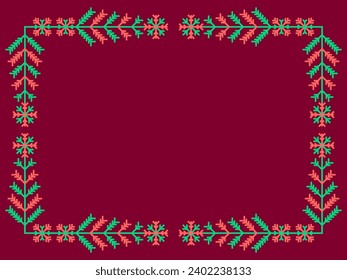 Marco invernal con copos de nieve con lugar para el texto. Borde lineal invernal con copo de nieve en estilo de arte lineal. Plantilla de marco de Navidad para invitaciones, volantes y tarjetas de felicitación. Ilustración del vector