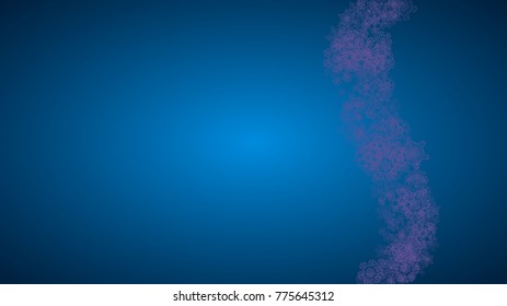 Winter frame with ultra violet snow. Snowflake border for gift coupons, vouchers, ads, party events. Christmas background with winter frame for holiday banner. New Year snowy backdrop