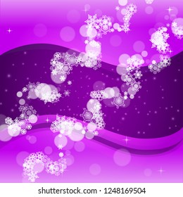 Winter frame with ultra violet snowflakes. New Year frosty backdrop. Snow border for gift coupons, vouchers, ads, party events. Christmas trendy background. Holiday banner with winter frame