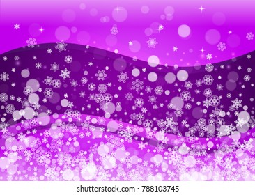 Winter frame with ultra violet snowflakes. New Year frosty backdrop. Snow border for gift coupons, vouchers, ads, party events. Christmas trendy background. Holiday banner with winter frame
