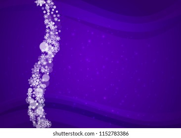 Winter frame with ultraviolet snowflakes. New Year snowy backdrop. Snow border for flyer, gift card, party invite, retail offer and ad. Christmas trendy background. Holiday banner with winter frame