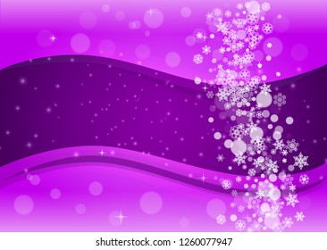 Winter frame with ultraviolet snowflakes. New Year snowy backdrop. Snow border for flyer, gift card, party invite, retail offer and ad. Christmas trendy background. Holiday banner with winter frame