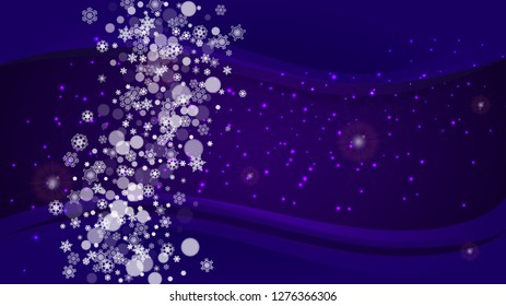 Winter frame with ultraviolet snowflakes. New Year backdrop. Snow border for flyer, gift card, party invite, retail offer and ad. Christmas trendy background. Holiday frosty banner with winter frame