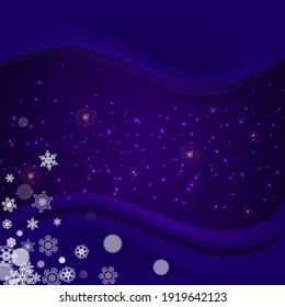 Winter frame with ultraviolet snowflakes. New Year frosty backdrop. Snow border for flyer, gift card, invitation, business offer and ad. Christmas trendy background. Holiday banner with winter frame