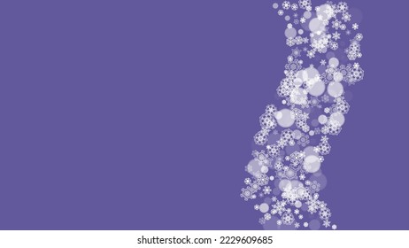 Marco invernal con copos de nieve ultravioleta. Fondo de Año Nuevo. Borde de nieve para volante, tarjeta de regalo, invitación de fiesta, oferta minorista y anuncio. fondo de moda navideño. Bandera helada de vacaciones con marco invernal