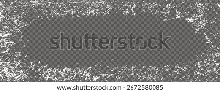 Winter frost border. Ice patterns and frosted glass textures