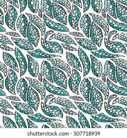 Winter frosted seamless pattern. Blue and white icy waves.
