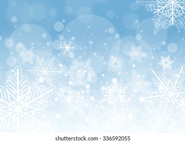 Wintergefrorener Hintergrund mit Schneeflocken, Vektorgrafik.