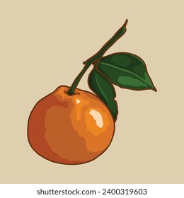 Winter fruit. Tangerine with leaves