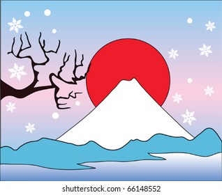 Winter fuji, vector image