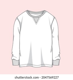 winter full sleeve sweat shirt for kids flat sketch illustration 