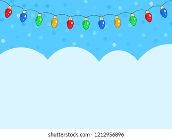 winter fun background with garlands for your design. cartoon-style. vector illustration.
