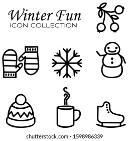 Winter Fun Collection: A set of 7 vector outline icons