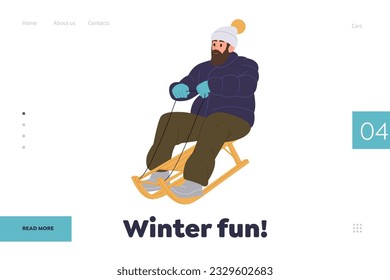 Winter fun concept for landing page offering different recreation entertainment for people