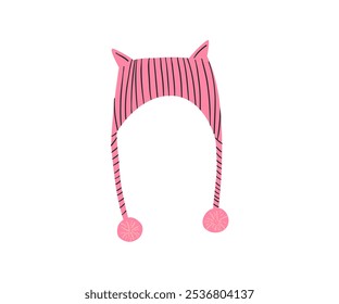 Winter funny hat drawn in flat style. Hand drawn vector illustration.