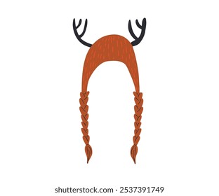 Winter funny hat drawn in flat style. Hand drawn vector illustration.