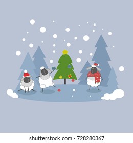 Winter funny sheep 