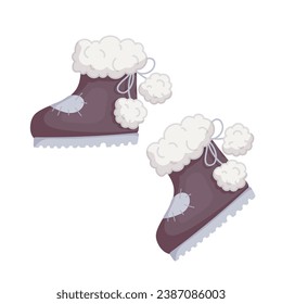 Winter fur boots, uggs. Vector graphics.