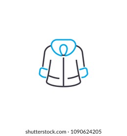 Winter fur coat vector thin line stroke icon. Winter fur coat outline illustration, linear sign, symbol concept.