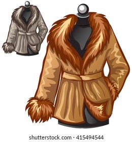 Winter Fur Coats. Vector Illustration.