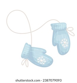 Winter fur, knitted mittens, gloves. Vector graphics.