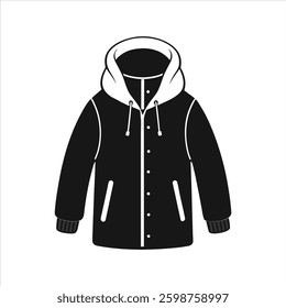 Winter Furry Jacket Silhouette Vector Illustration