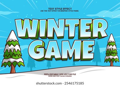 Winter Game editable text effect Flat cartoon style