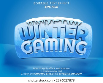 winter gaming text effect, font editable, typography, 3d text for games. vector template