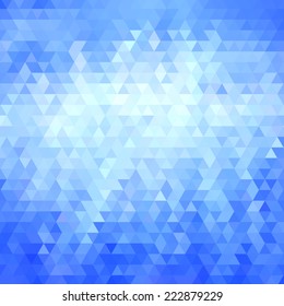 Winter geometric background. Blue abstract geometric triangle polygon background.