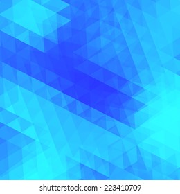 Winter geometric background. Blue abstract geometric triangle polygon background. 