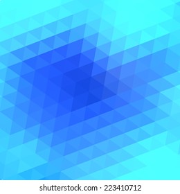 Winter geometric background. Blue abstract geometric triangle polygon background. 