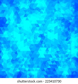 Winter geometric background. Blue abstract geometric triangle polygon background.