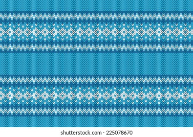 Winter Geometric Ornament Seamless Pattern Background in Blue and White from Knitted Fabric with Copy Space for Merry Christmas or Happy New Year