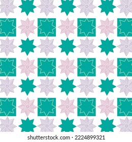 Wintergeometrisches Muster in weiß-rosa-blauen Farben