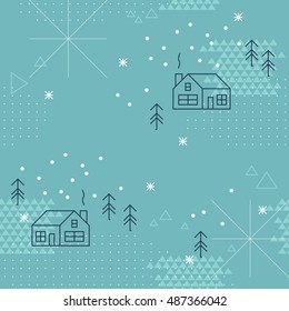 Winter geometric seamless pattern. Christmas collage. Futuristic