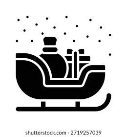 Cajas de regalo del invierno en la Ilustración vectorial del trineo, icono sólido del estilo