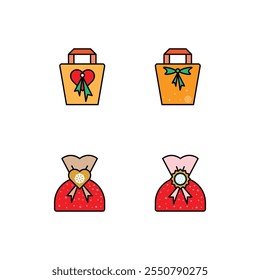 Winter Gift Icon Design Vector Symbol Set Filled Style