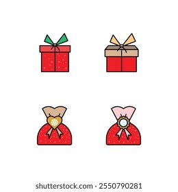 Winter Gift Icon Design Vector Symbol Set Filled Style