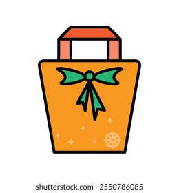 Winter gift icon, vector illustration, filled style, best used for web