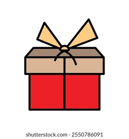 Winter gift icon, vector illustration, filled style, best used for web