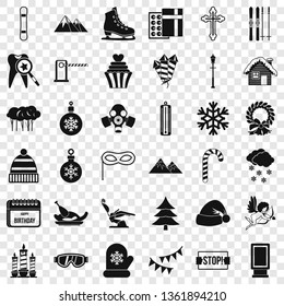 Winter gift icons set. Simple style of 36 winter gift vector icons for web for any design
