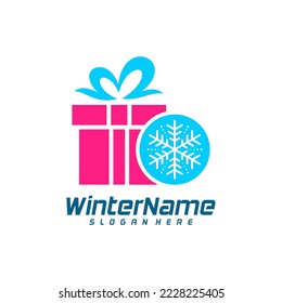Plantilla de logotipo de Winter Gift, vector de diseño del logotipo de Gift Winter