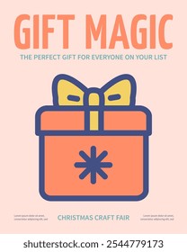 Regalo de invierno Magia Navidades alegres y feliz año Nuevo Concepto Vertical Invitación Placard Poster Anuncio Tarjeta de Plantilla. Ilustración vectorial