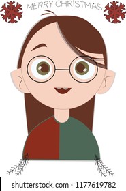 Winter girl and gifts Winter snowflakes. Vector illustration