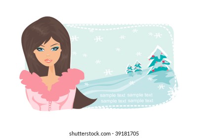 winter girl vector