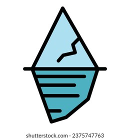 Winter glacier icon outline vector. Sea mountain. Under risk color flat