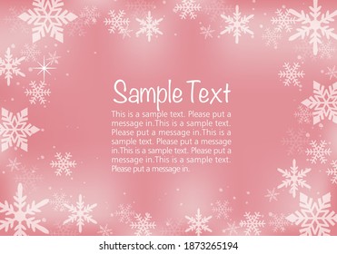 Winter glitter snowflake background frame