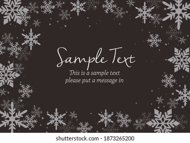 Winter glitter snowflake background frame